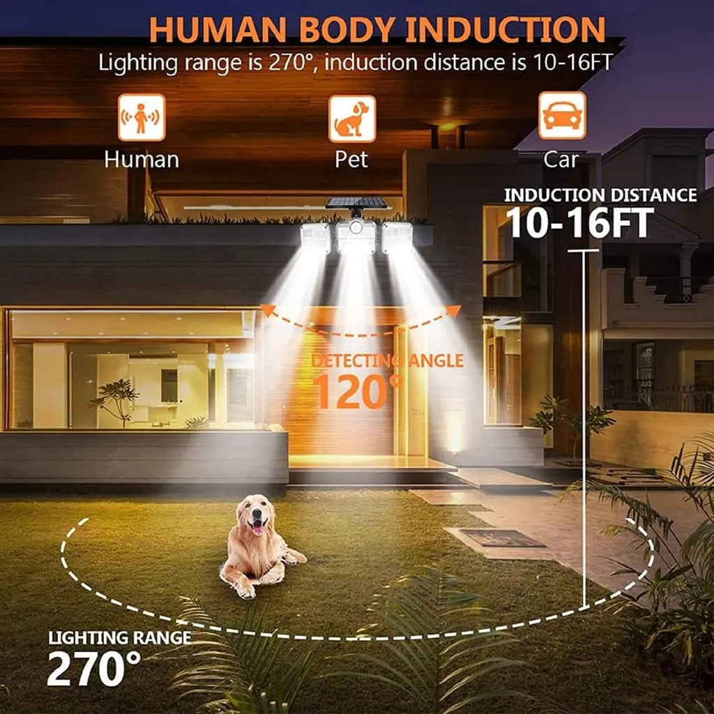 ¡Protege e ilumina tu hogar SIN gastar energía! Lampara Led Solar 3 Cabezales