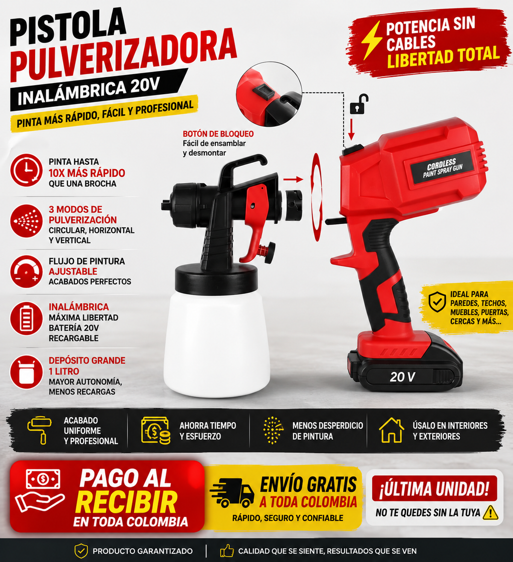 Pistola Pulverizadora Eléctrica Inalámbrica 20V